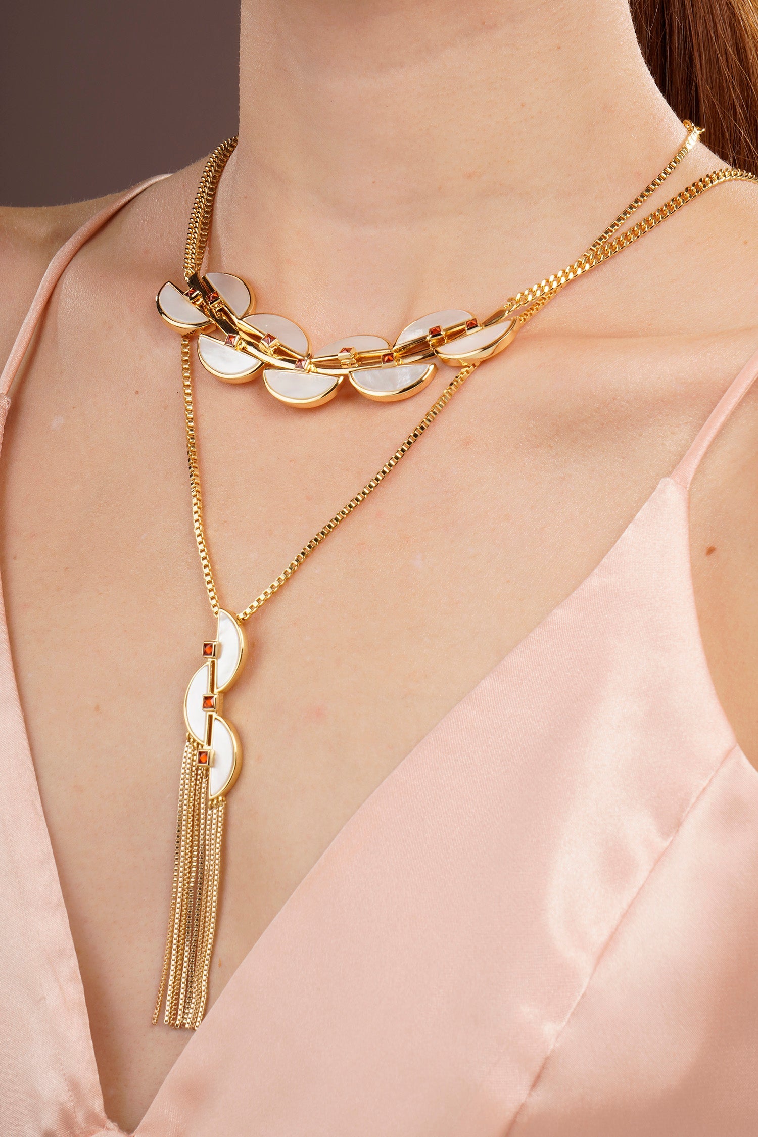 Connection Fringe Necklace White Mother of Pearl