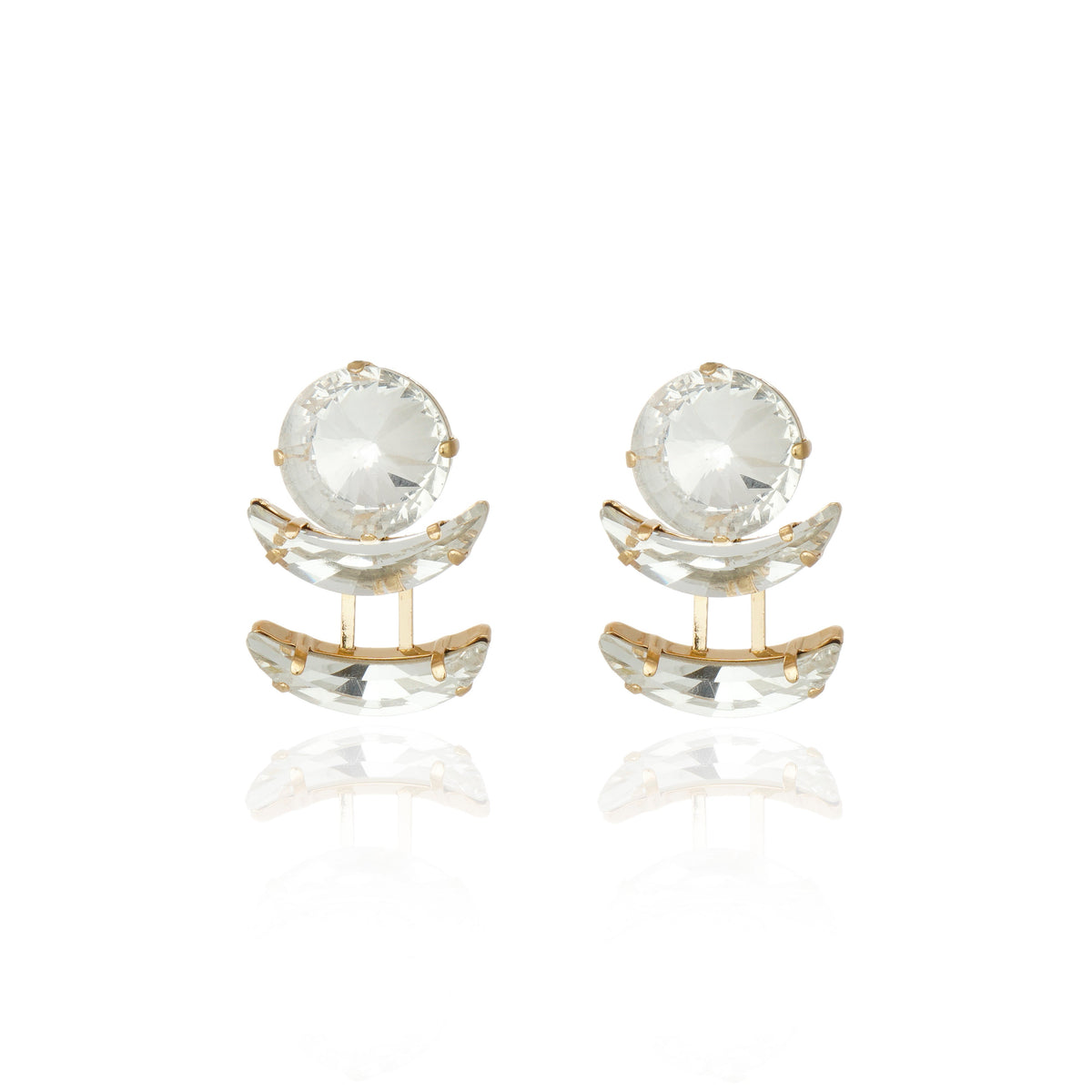 Helene Moon Drop Earring Crystal Gold