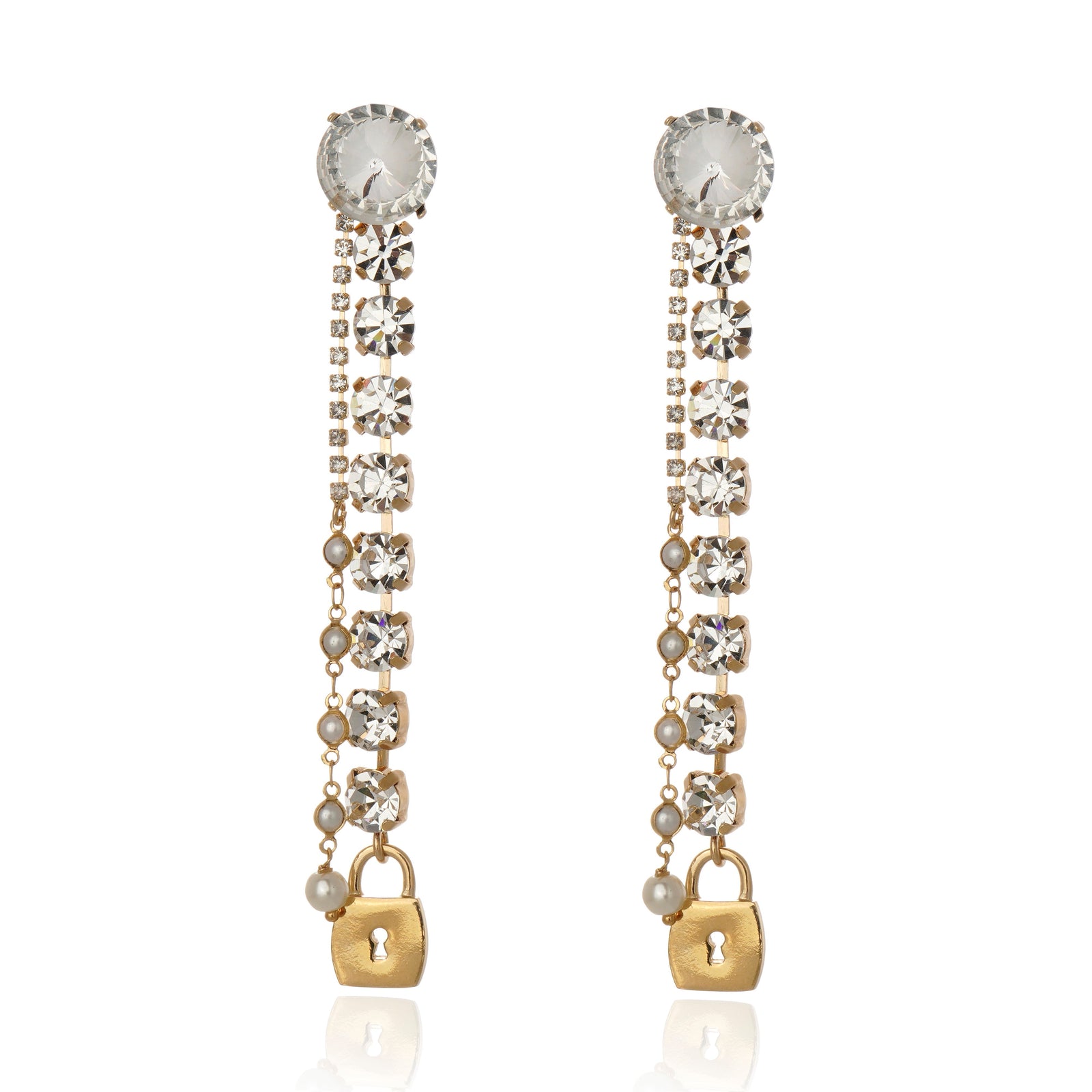 Rana Slim Earring Crystal Silver