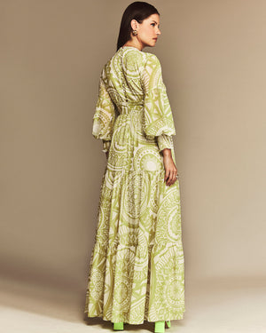 Faith Long Sleeve Maxi Dress - Lime