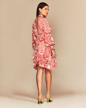 Kylie Long Sleeve Mini Dress - Coral