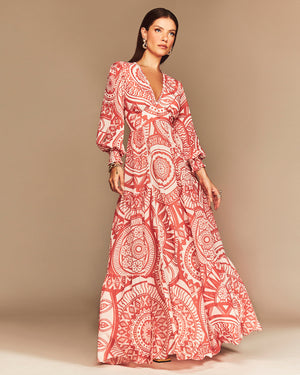 Faith Long Sleeve Maxi Dress - Coral