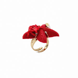 Sea Star Shell Ring - Red
