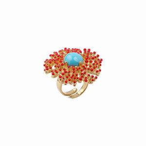 Coral Stone Ring - Red