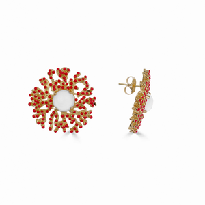 Coral Stone Earring - Red