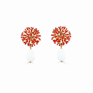 Coral Drop Earring - Red
