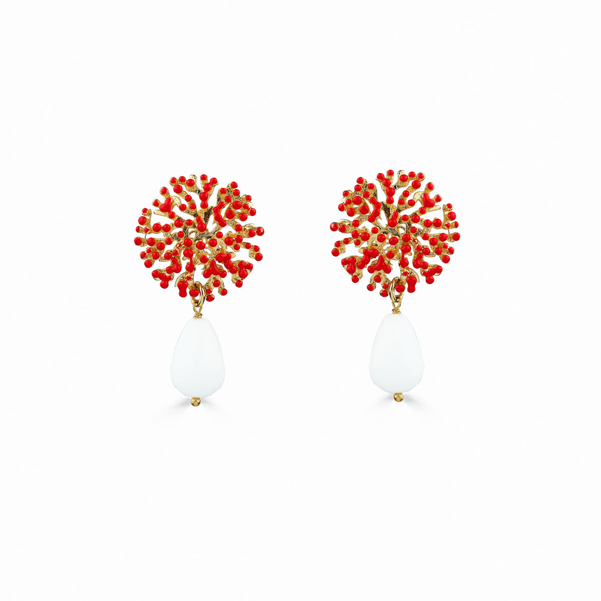 Coral Drop Earring - White