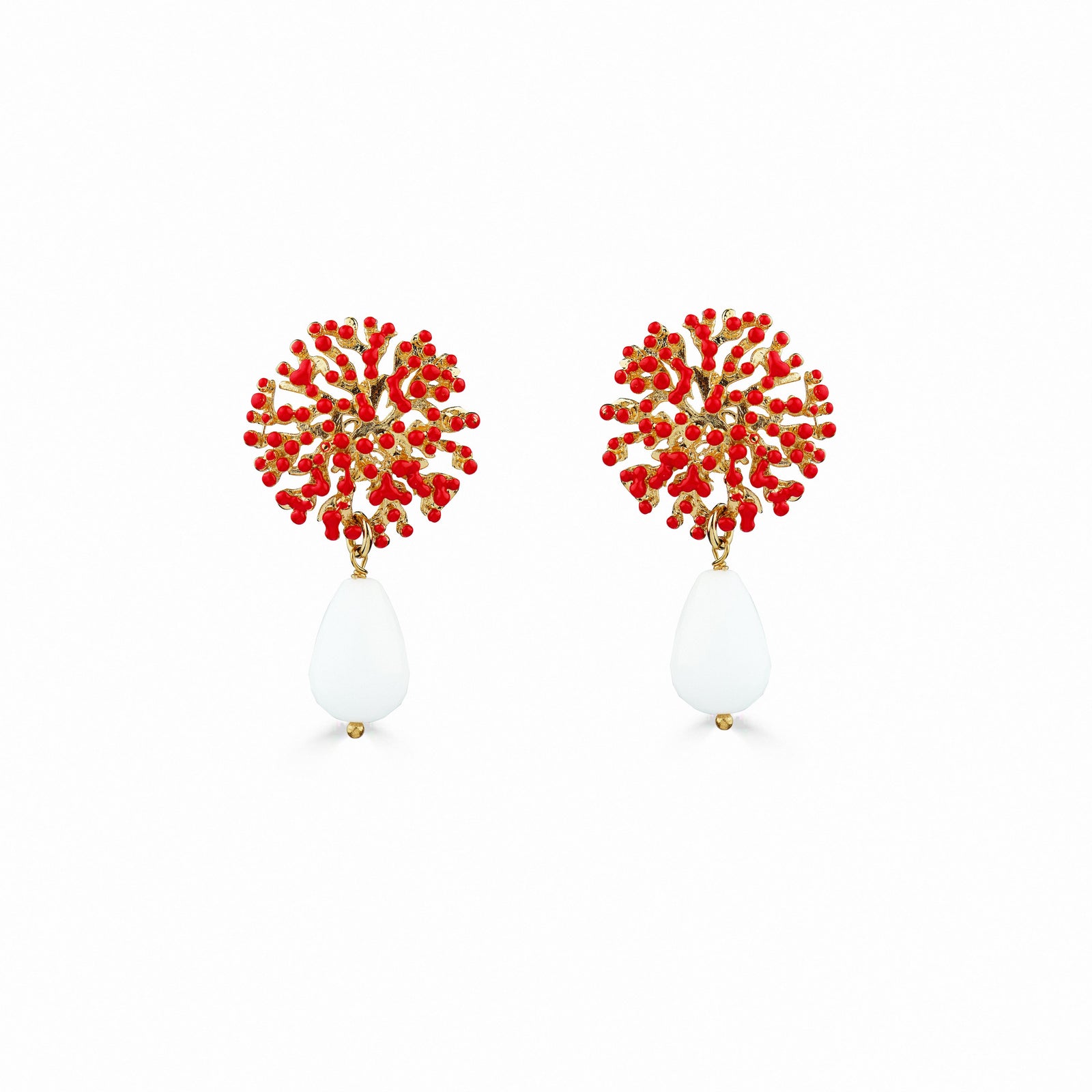 Coral Drop Earring - White