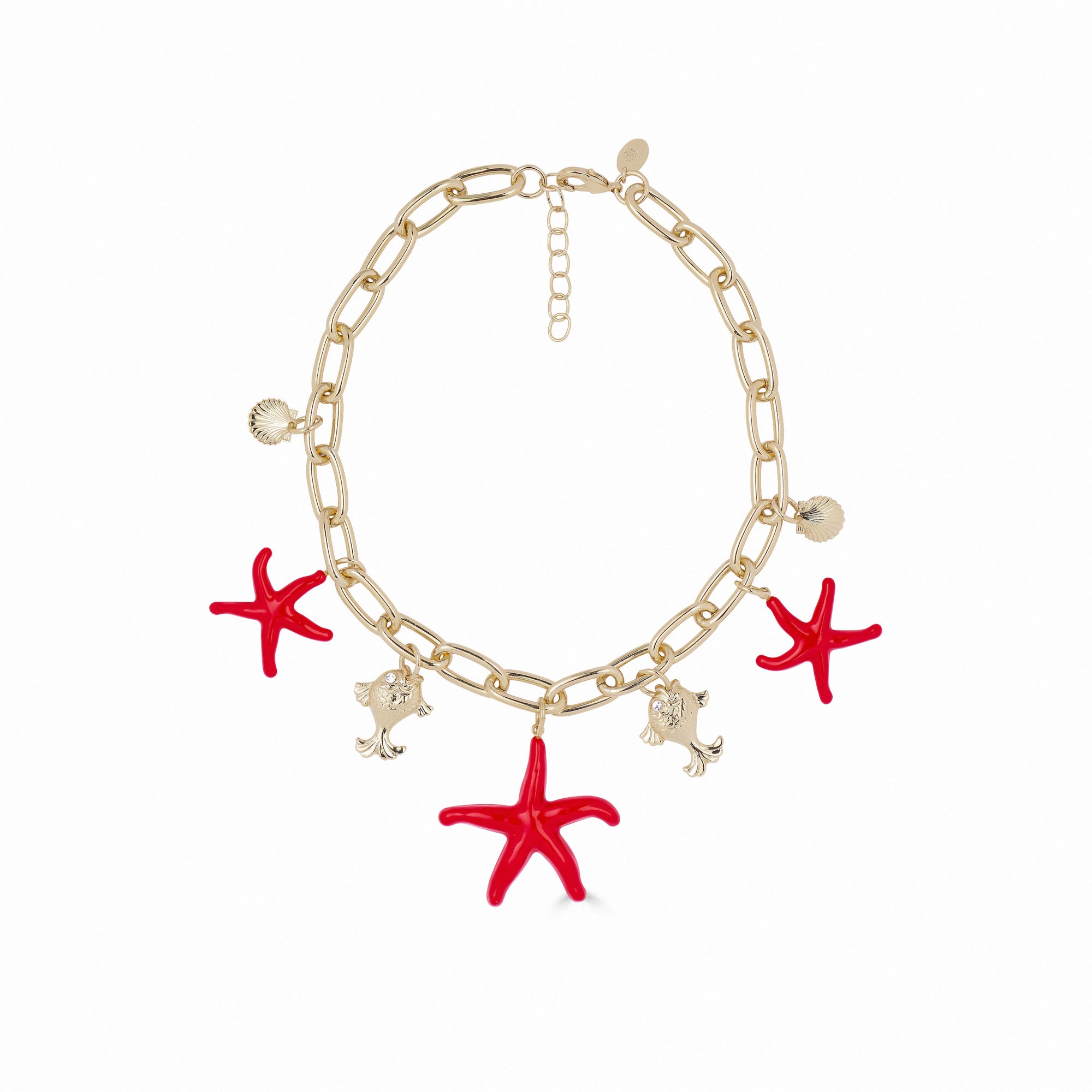 Starfish Chain Necklace - Red