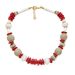 Sansone Necklace - Red/White