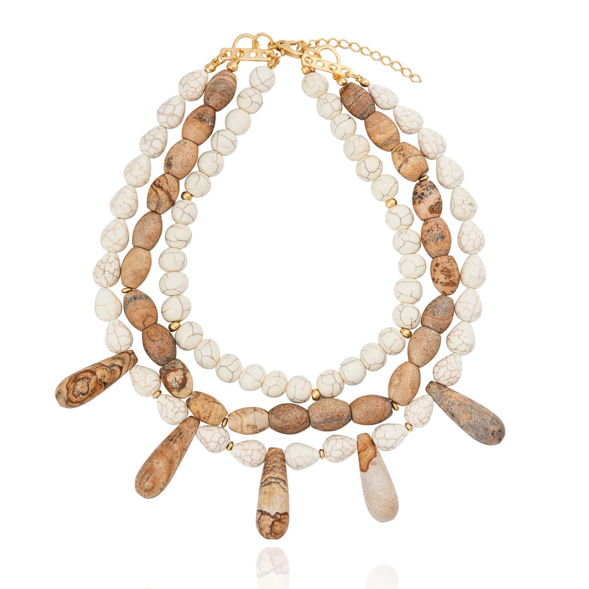 Luz 3 Layer Necklace Beige and Brown