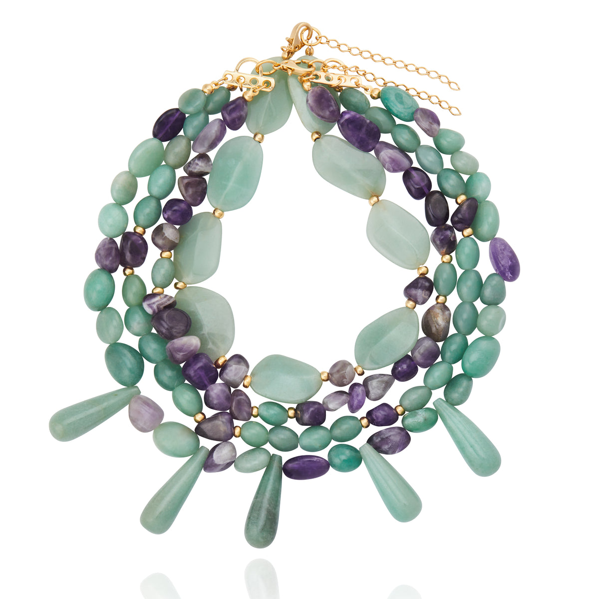 Zia Layered Necklace - Amethyst and Green Quartz