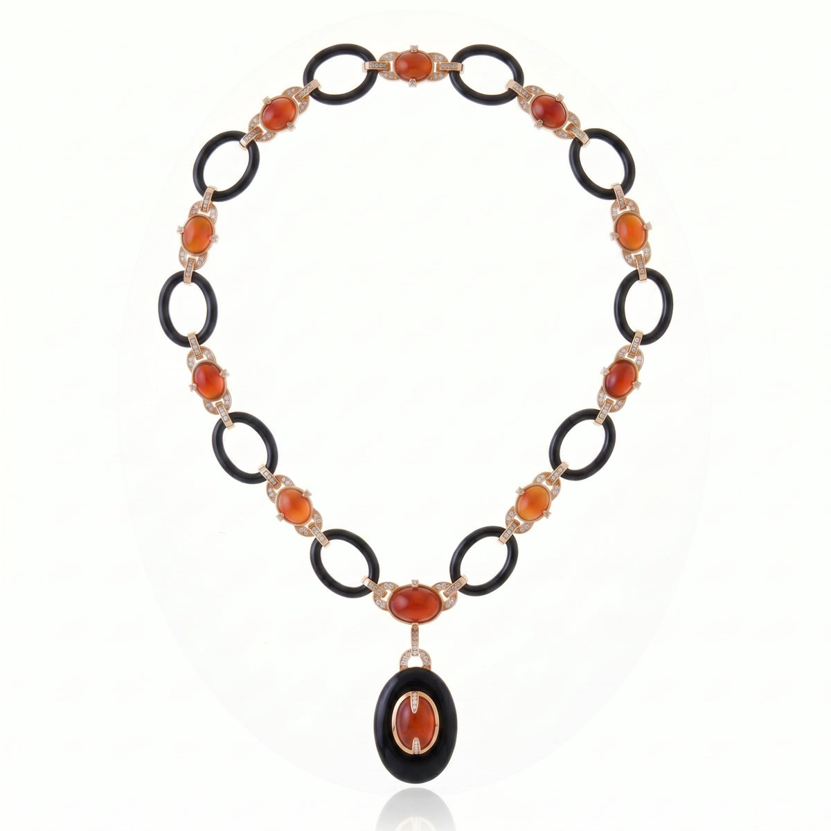 Sacred Fire Necklace Black and Coral
