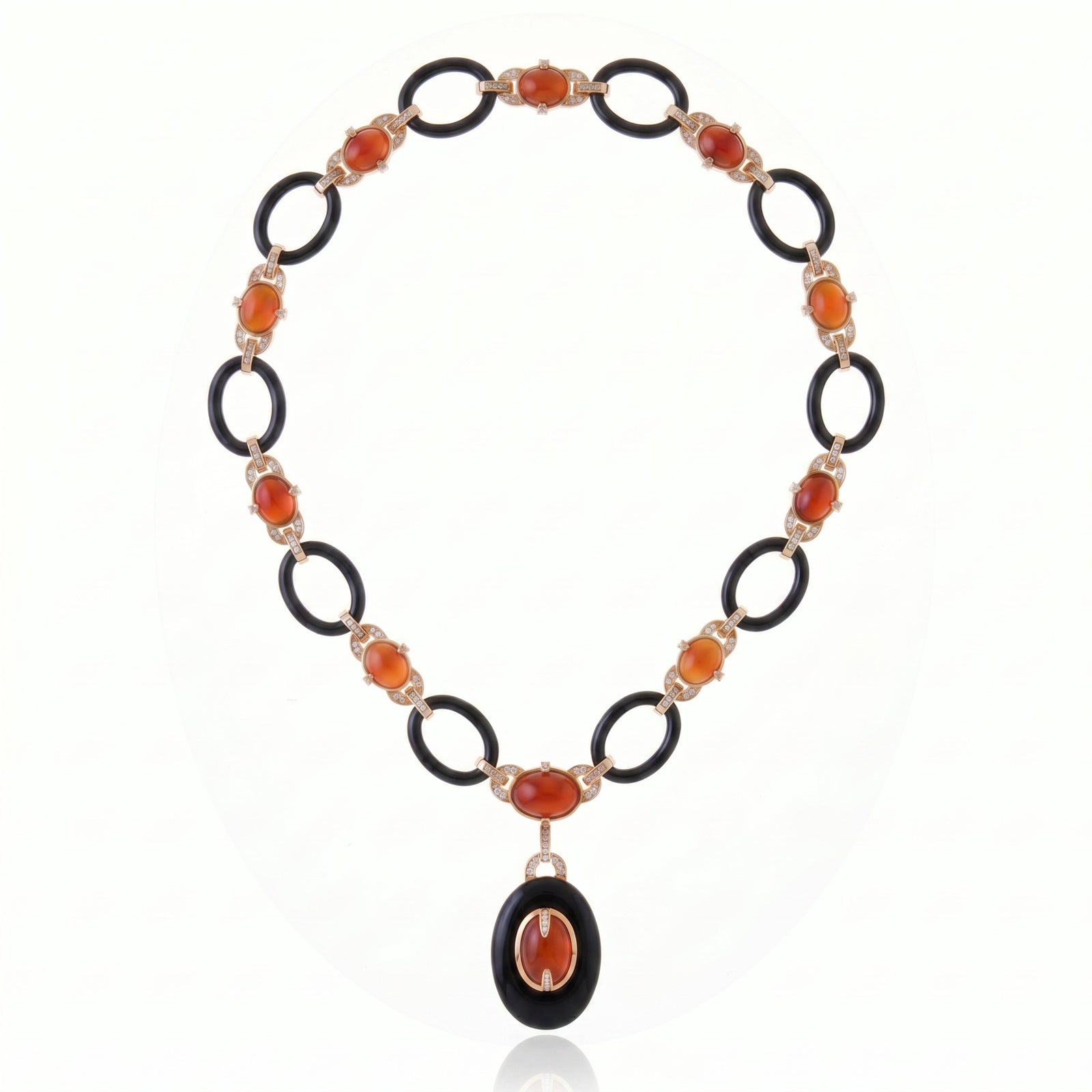 Sacred Fire Necklace Black and Coral