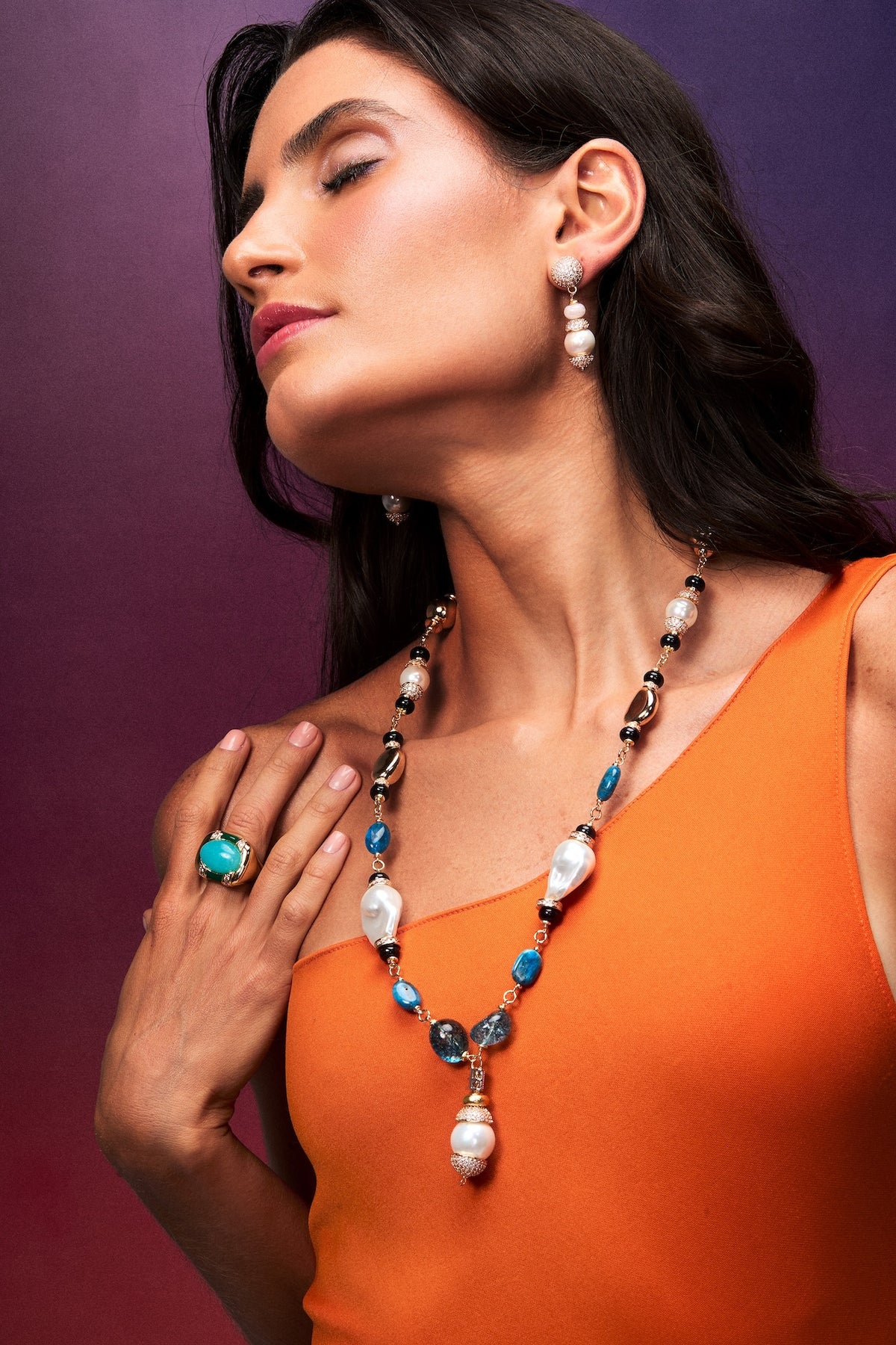 Portinari Long Earrings Pink