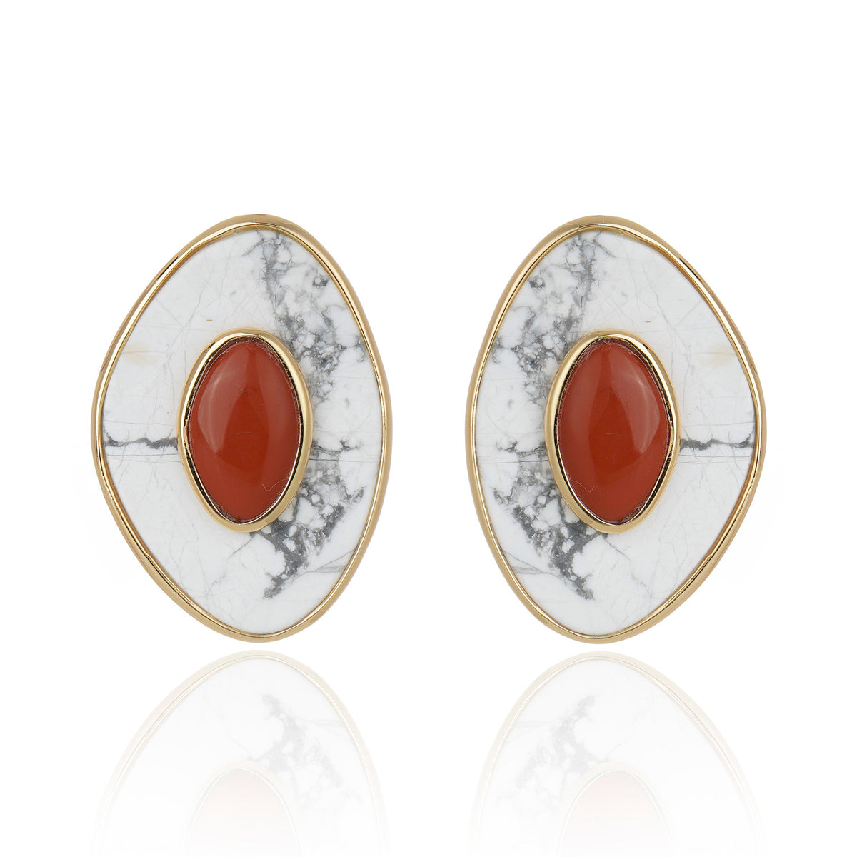 Poet Earring - Red Jasper and Howlite