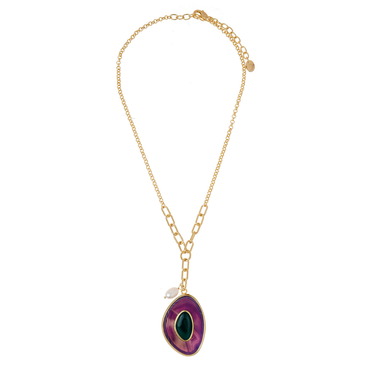 Poet Drop Necklace - Purple and Green Agate