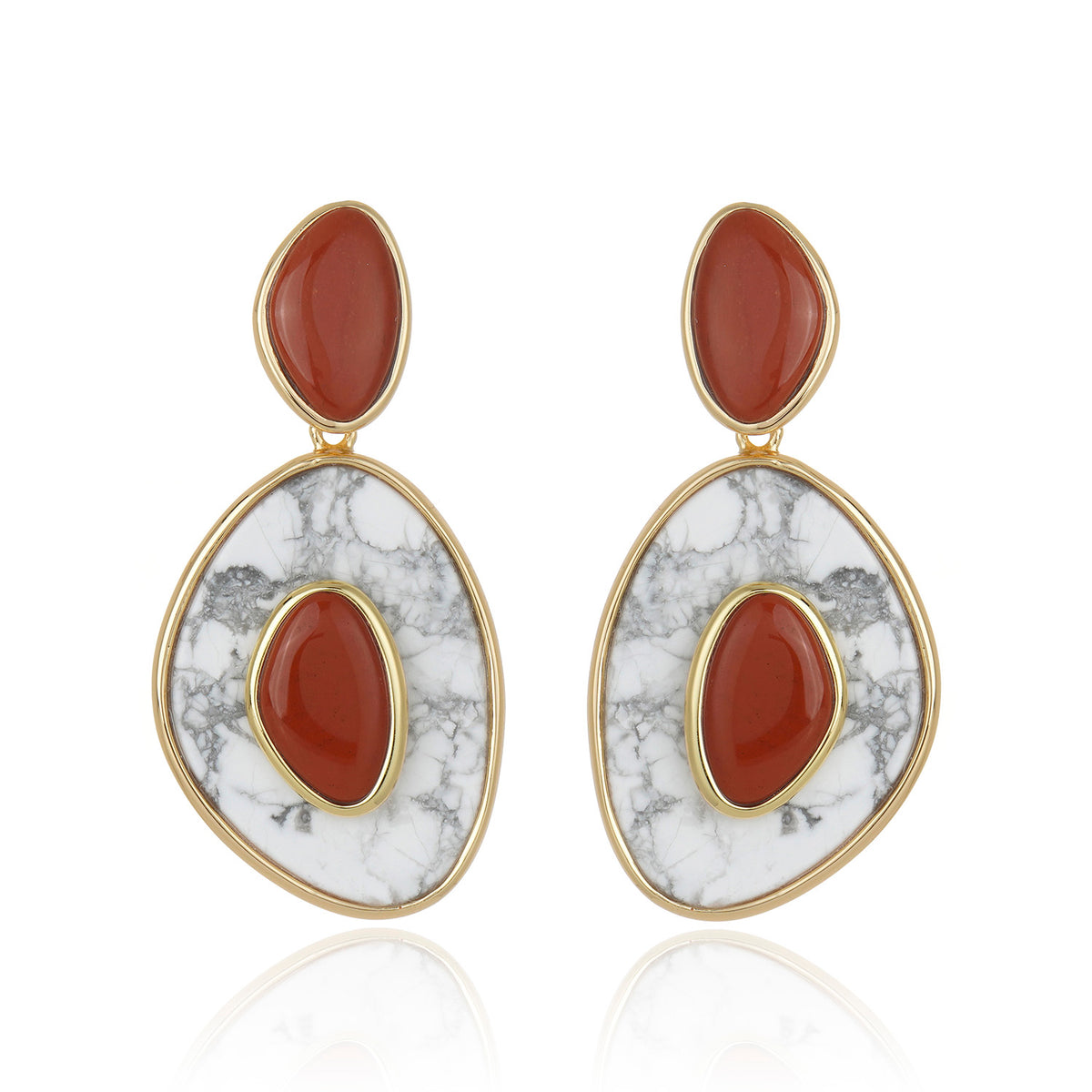 Poet Drop Earring - Red Jasper Howlite