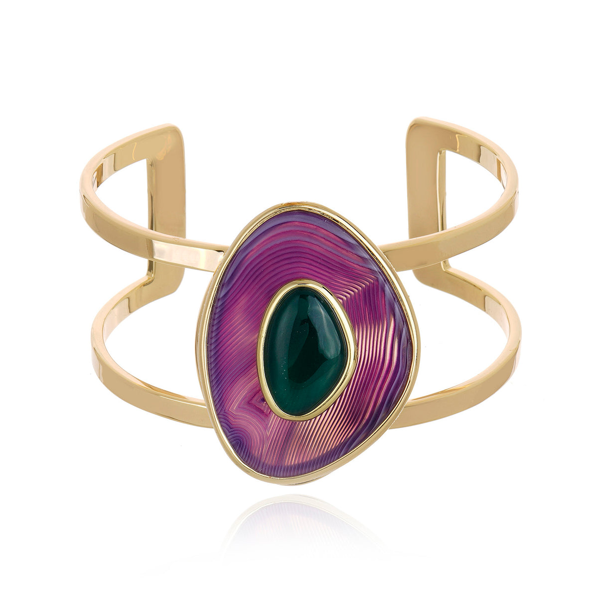 Poet Cuff - Purple and Green Agate