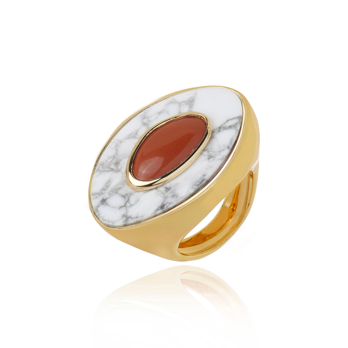 Poet Ring - Red Jasper Howlite