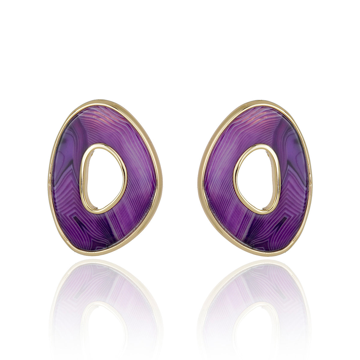 Poet Freeform Earring - Purple Agate