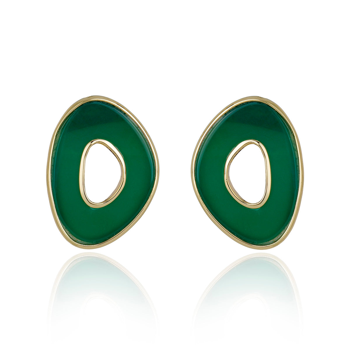 Poet Freeform Earring - Green Agate