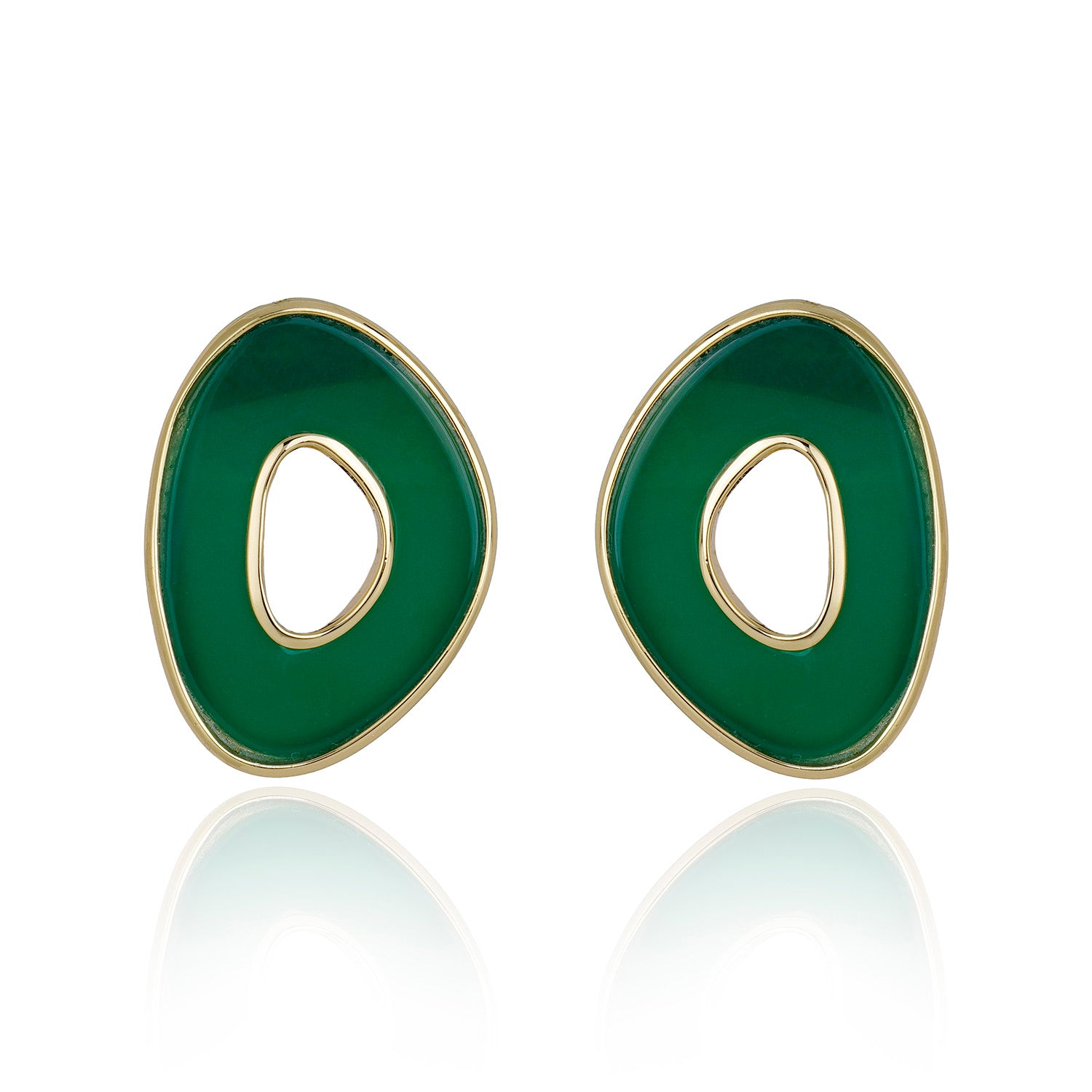 Poet Freeform Earring - Green Agate