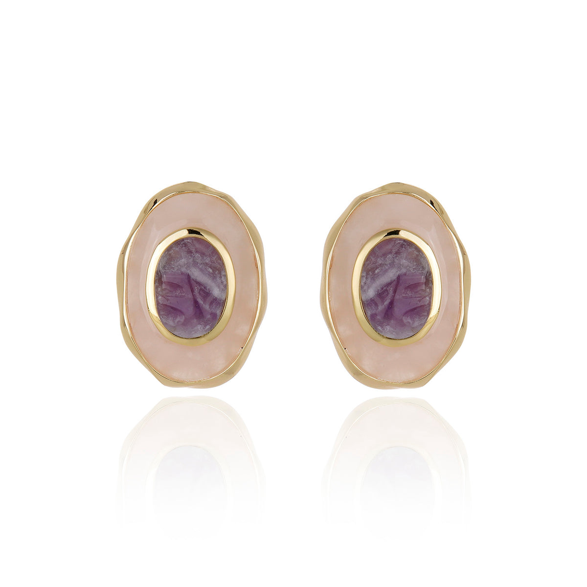 Confidence Stud - Rose Quartz Amethyst