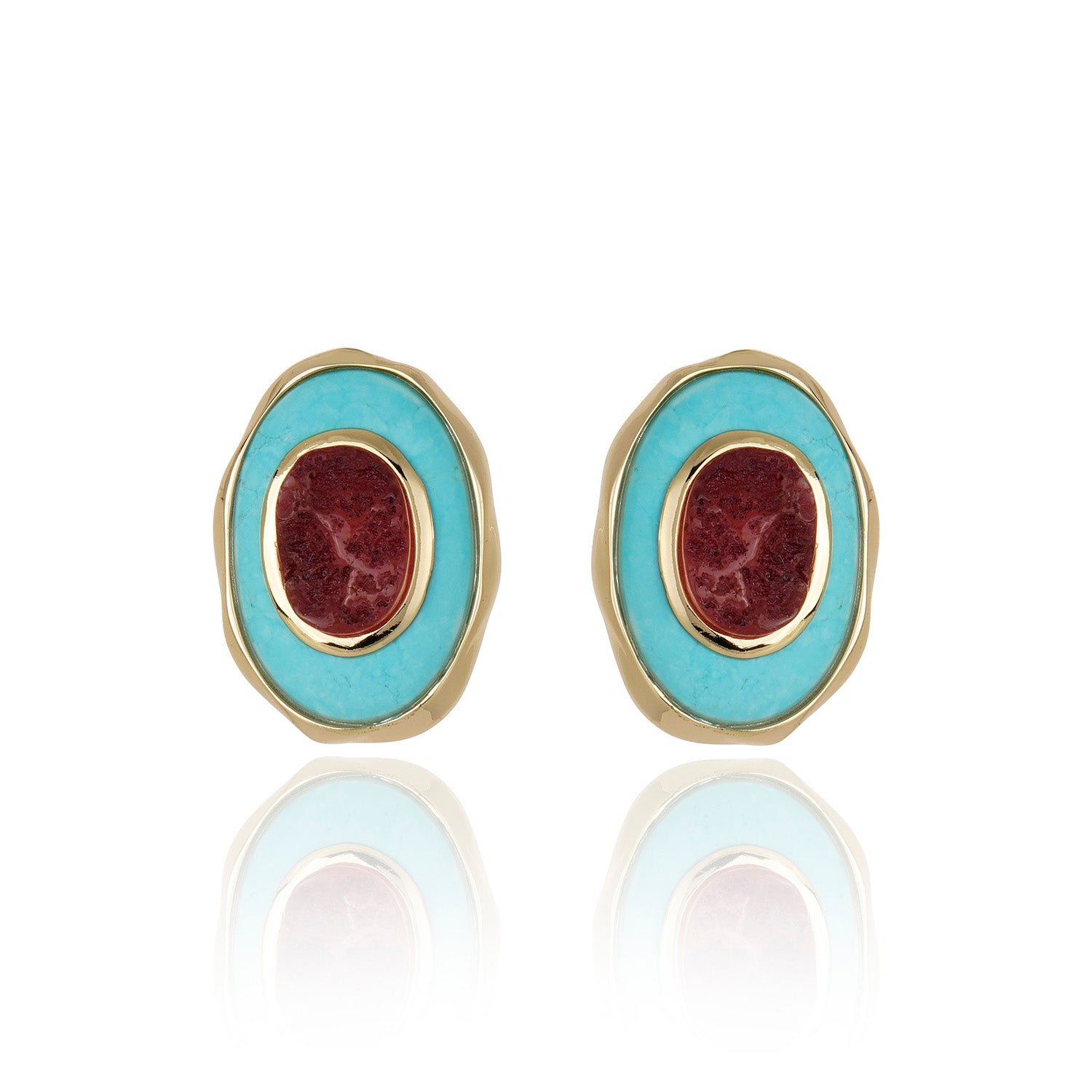 Confidence Stud - Turquoise Howlite Pink Quartz