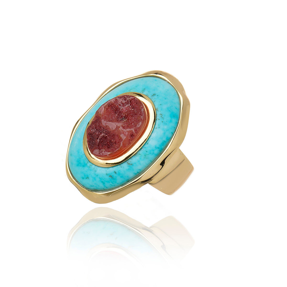 Confidence Ring - Turquoise Howlite Pink Quartz