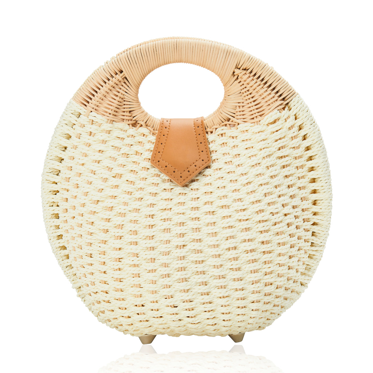 Round Woven Bag Off White
