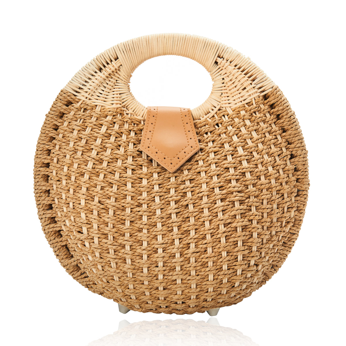 Round Woven Bag Beige