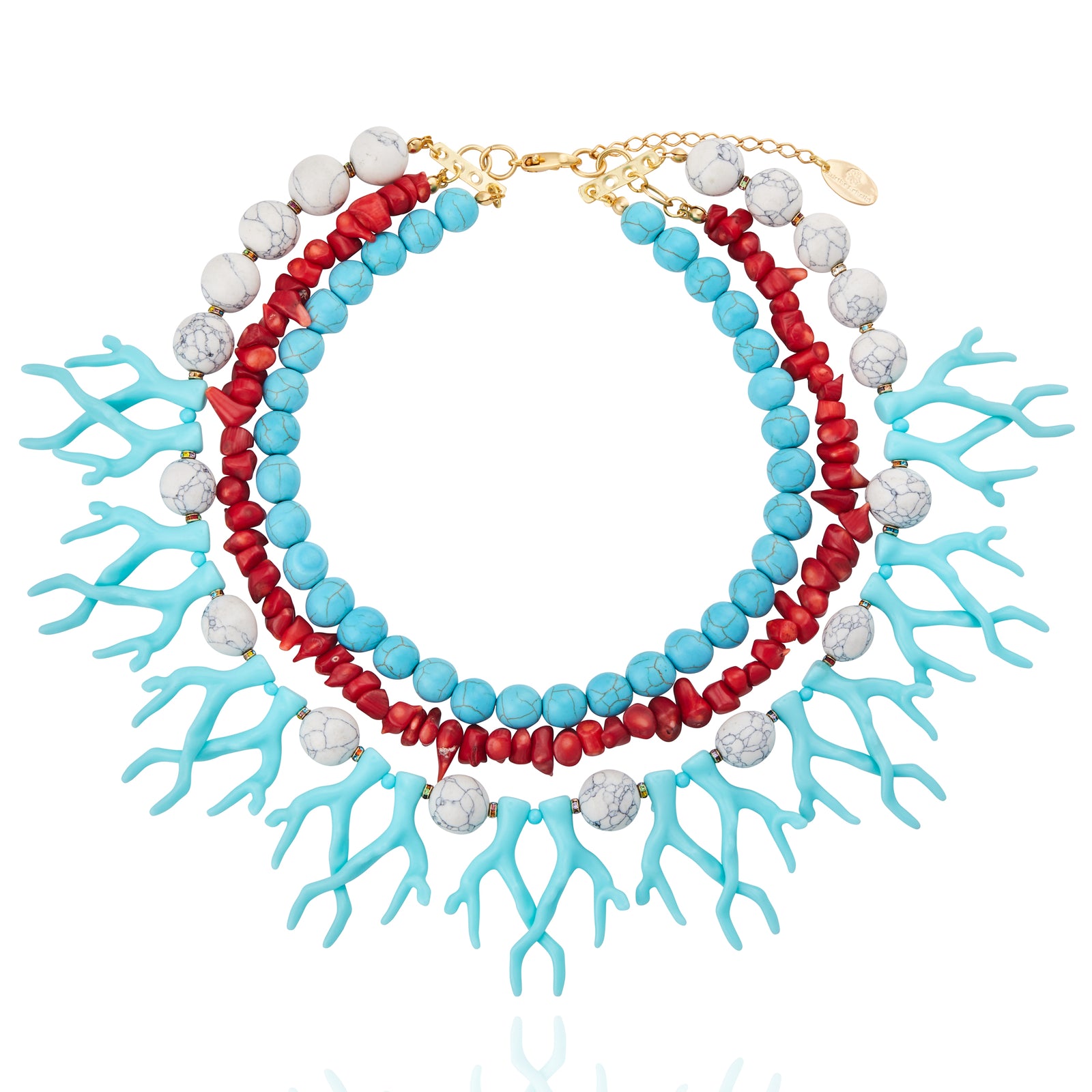 Kaia Triple Necklace - White Howlite and Pebbles