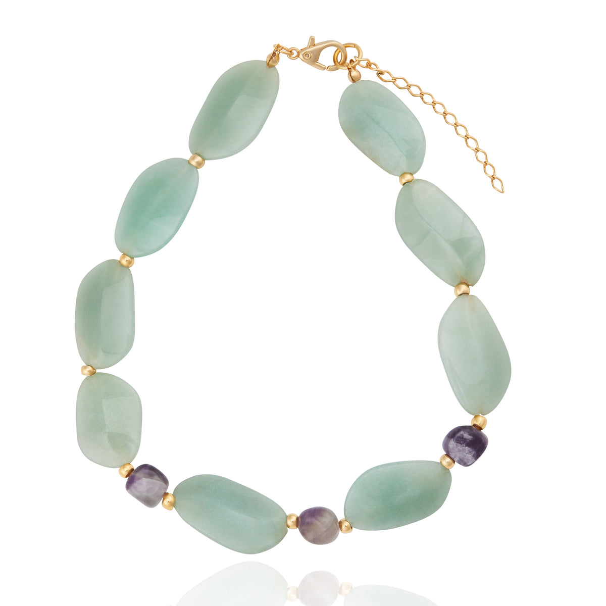 Zia Layered Necklace - Amethyst and Green Quartz