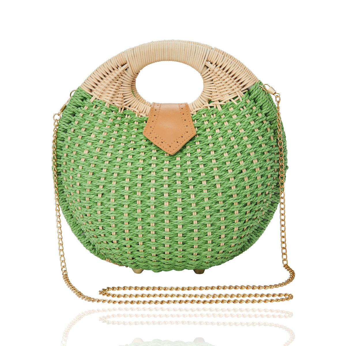 Round Woven Bag Lime