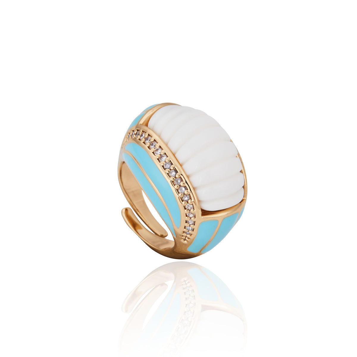 Venice Gondola Ring White and Turquoise
