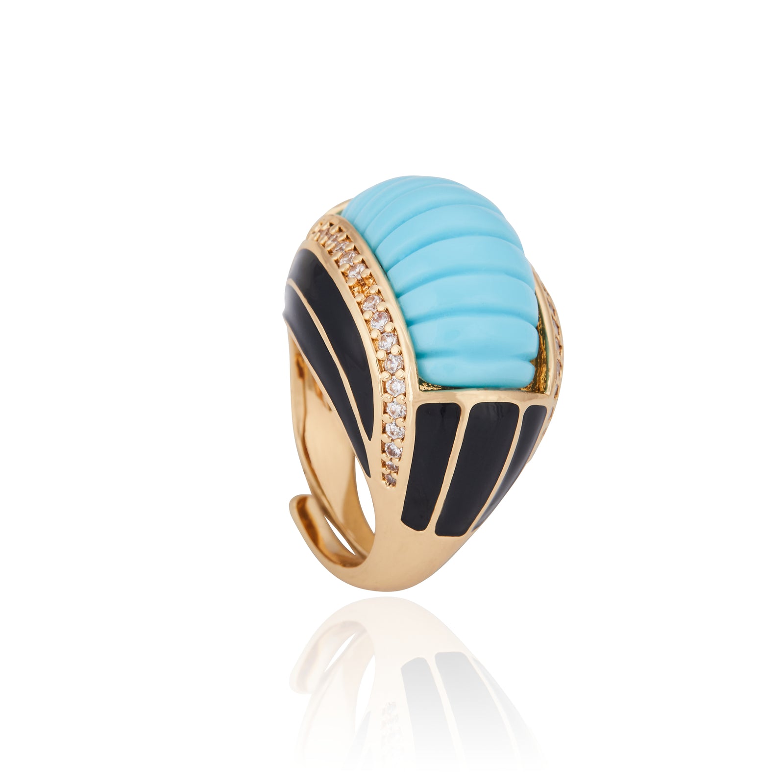 Venice Gondola Ring Black and Turquoise