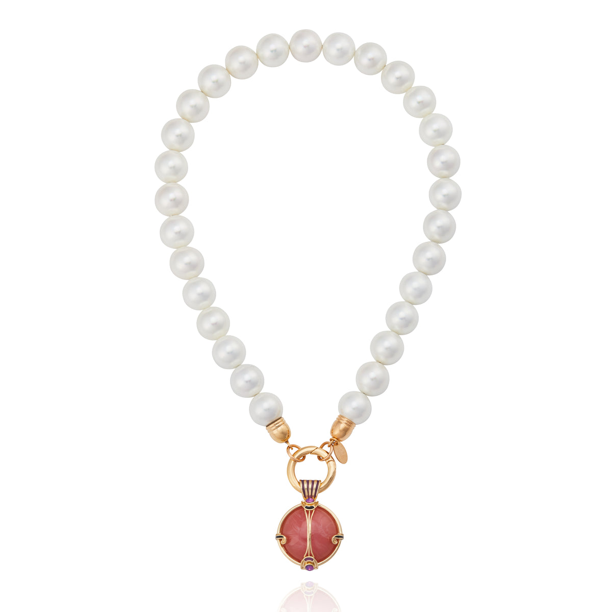 San Marco Pearl Necklace Rose Quartz Pendant
