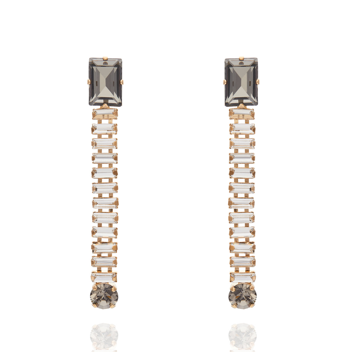 Elizabeth Crystal Earrings - Black Diamond 18K Gold Plated