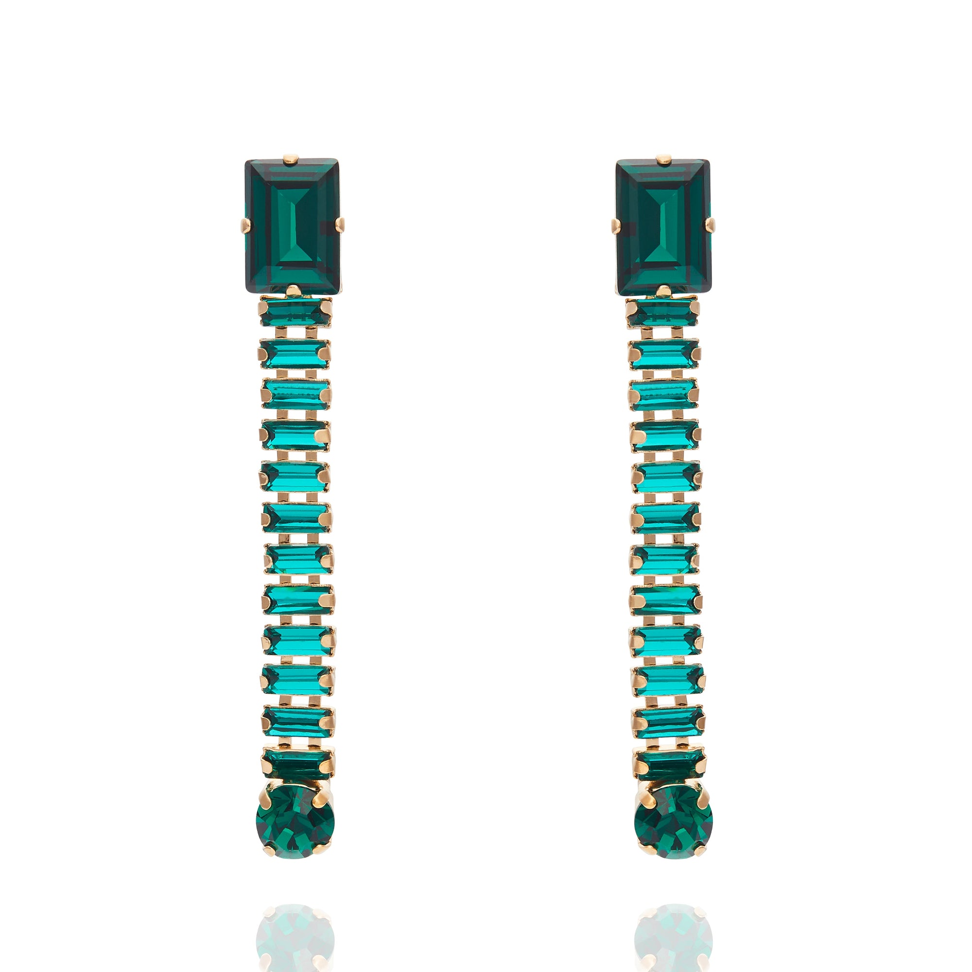 Elizabeth Crystal Earrings - Emerald