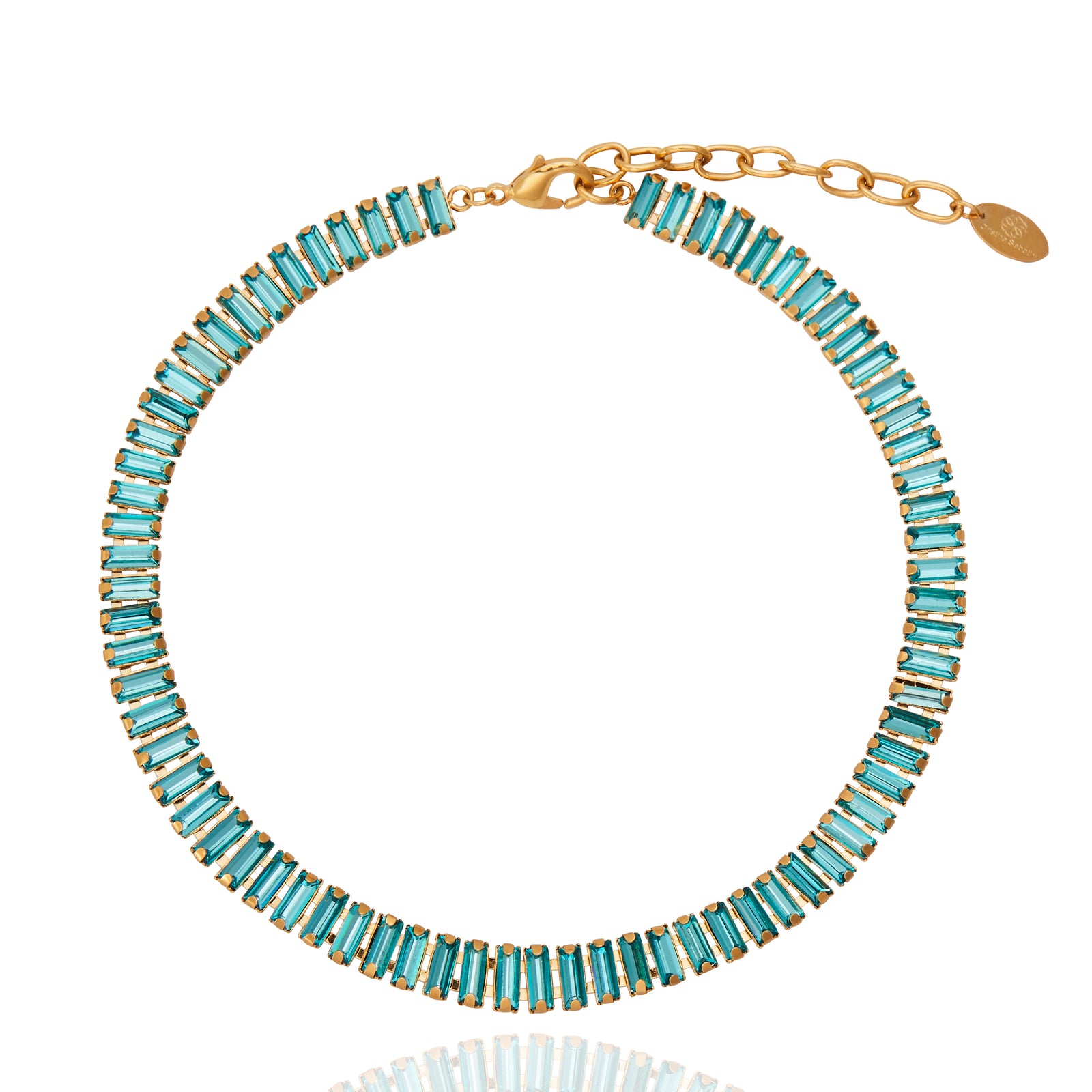 Erica Crystal Necklace - Blue Crystal 18K Gold Plated