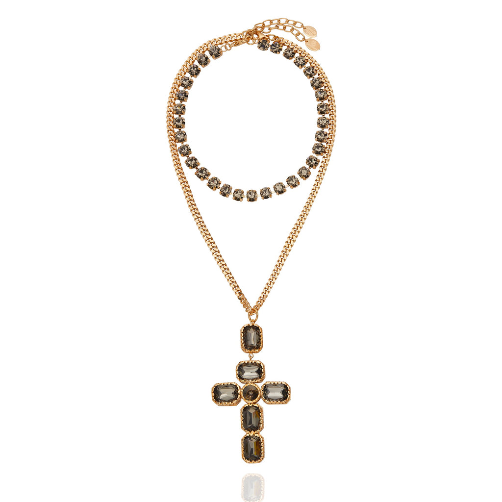 Divine Cross Necklace Black Diamond - Cristina Sabatini