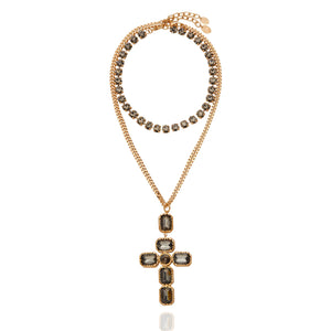 Divine Cross Necklace Black Diamond