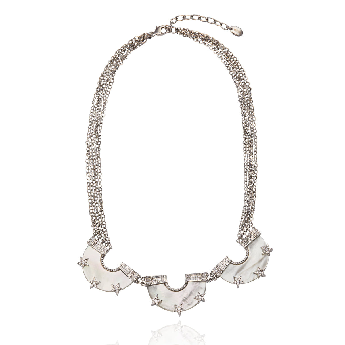 Belinda Necklace Silver White Mother of Pearl