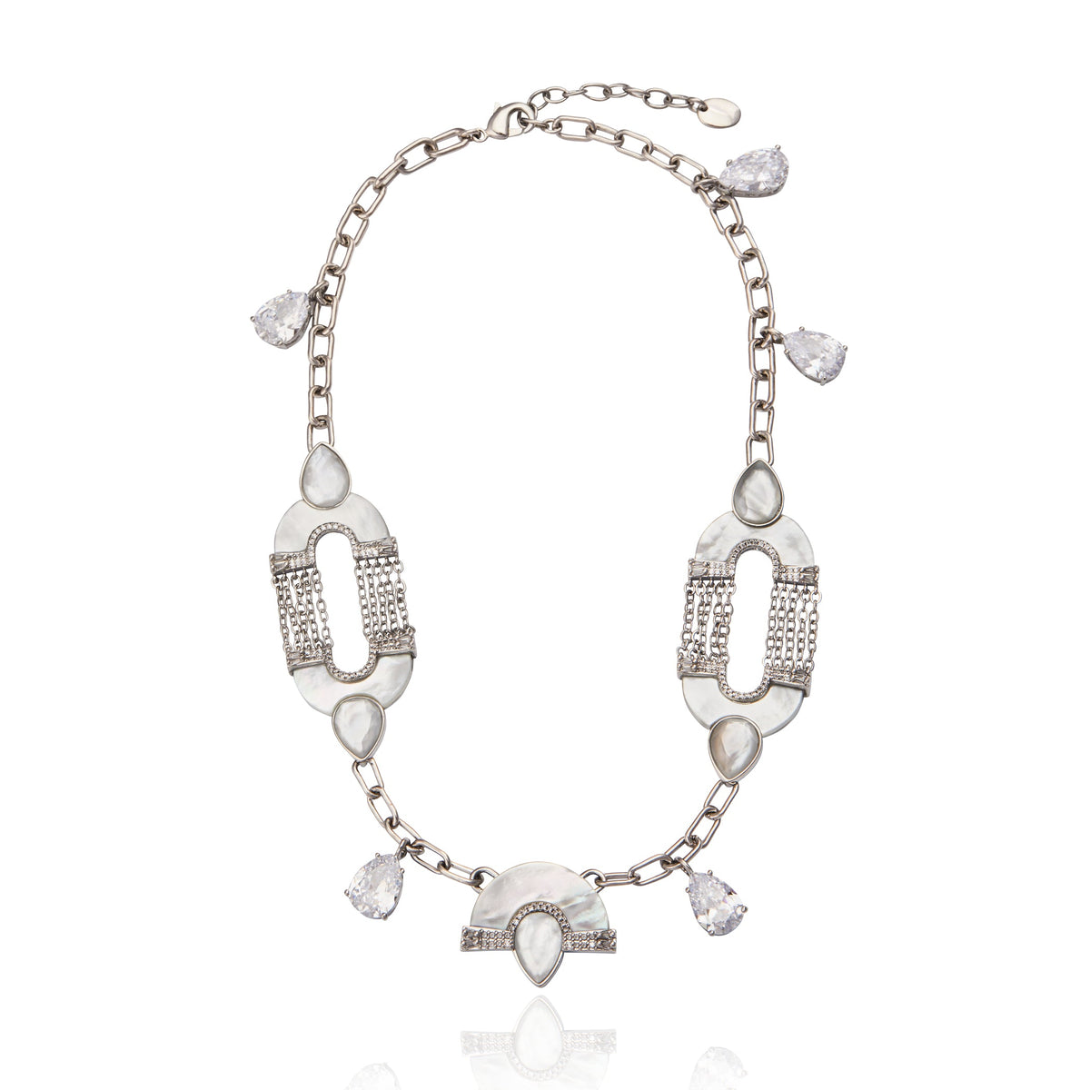 Kari Necklace Silver White Mother of Pearl
