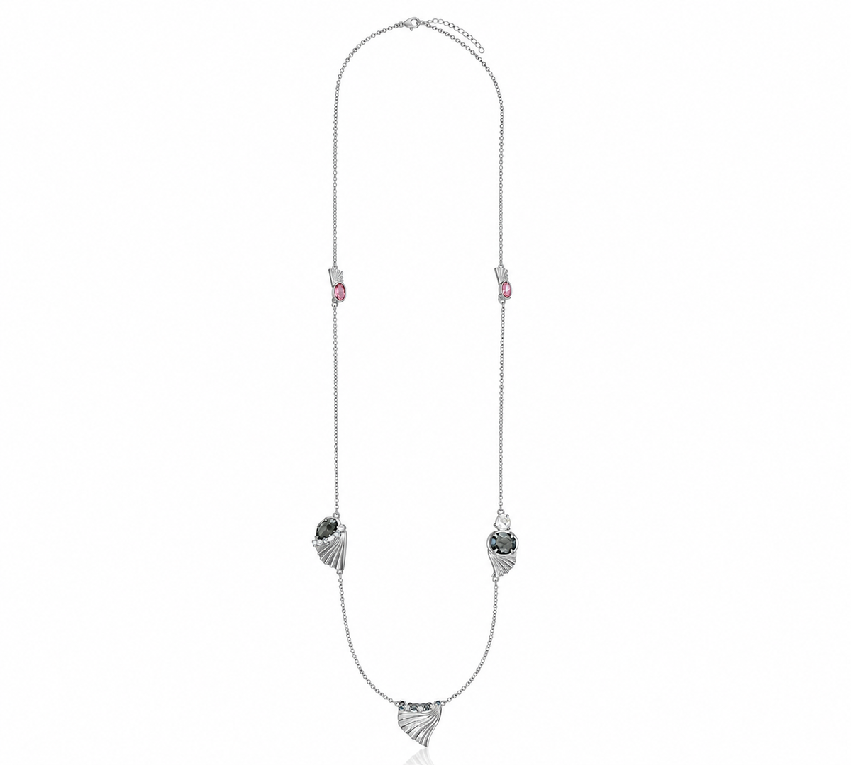 Milano Long Necklace - Black Diamond Silver