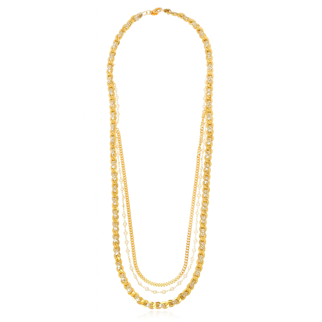 Juno Necklace Light Leather 18K Gold Plated