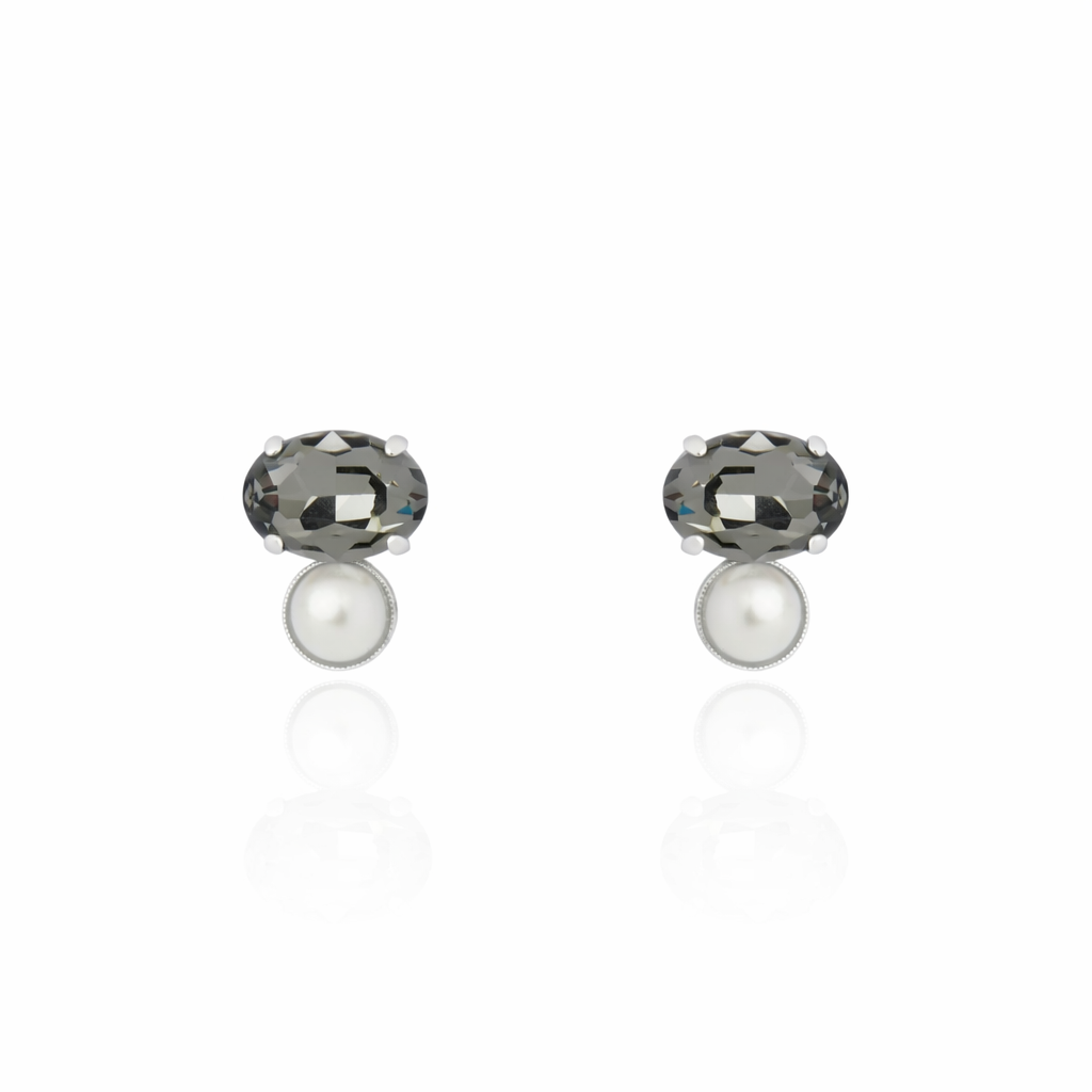 Treasure Stud Black Diamond Rhodium Plated