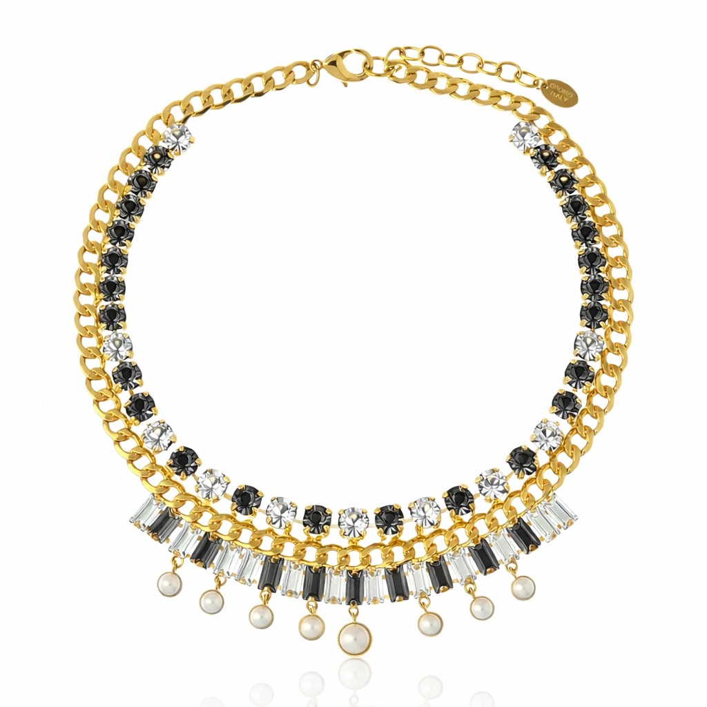 Extravagance Necklace BlackDiamond Crystal 18K Gold Plated