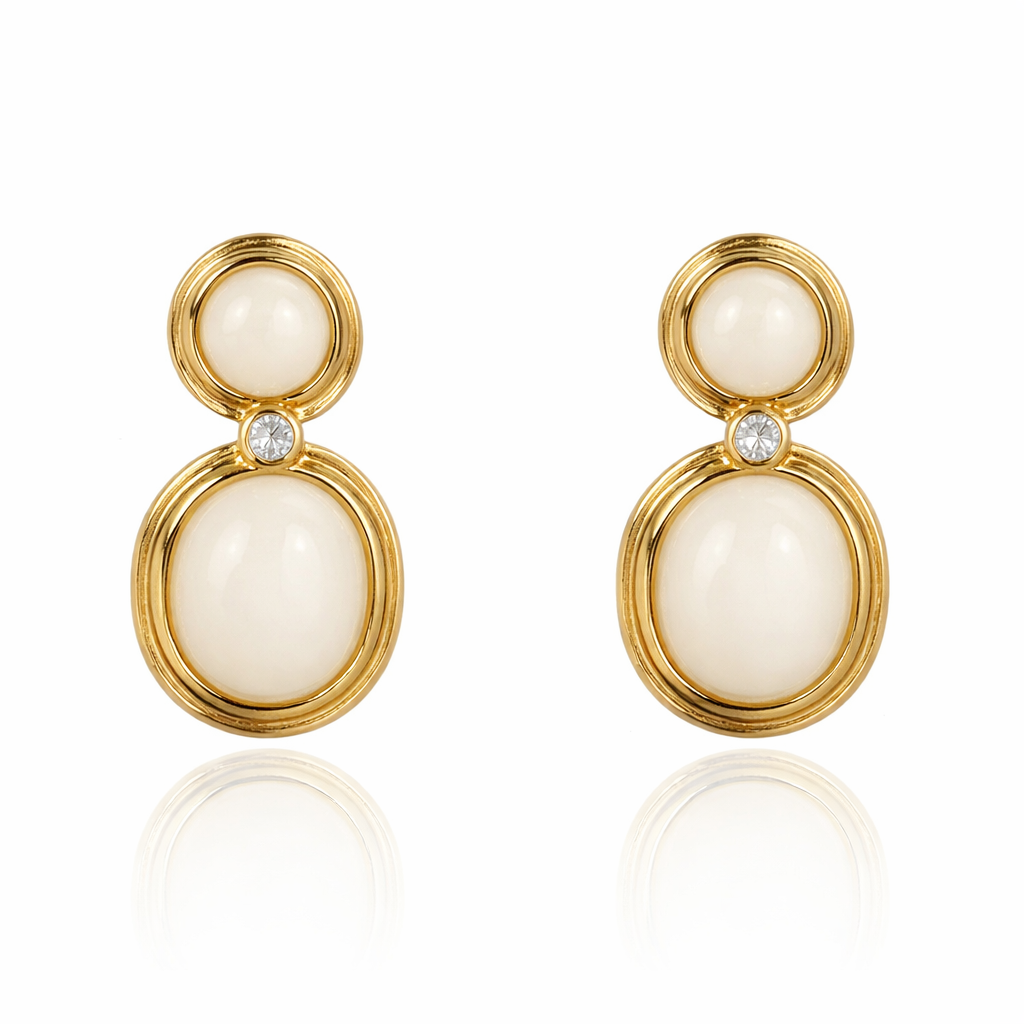 Palazzo Grassi Earrings White Agate 18K Gold Plated